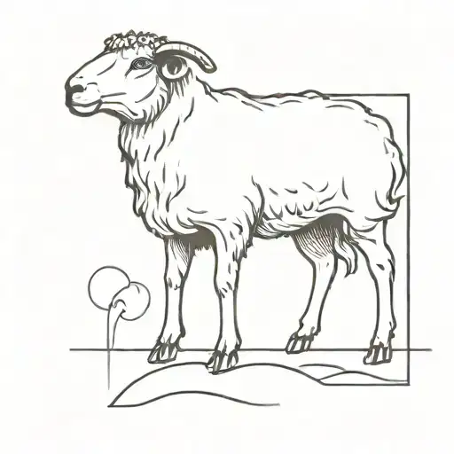 small black sheep then a cross then a small wh ite blanket tattoo design idea