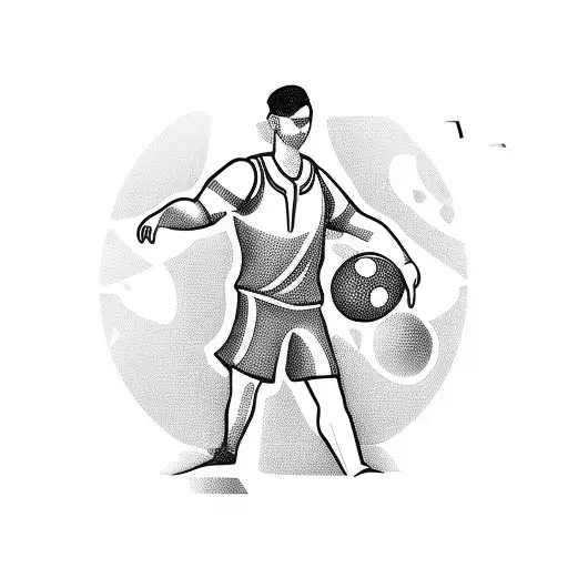 A futuristic 3D design of a handball player in action tattoo design idea