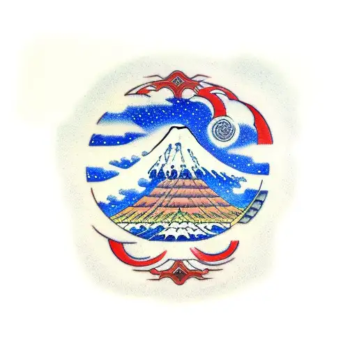 mount fuji torii gate great wave off kanagawa tattoo design idea