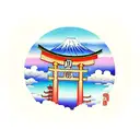 torii gate with mount fuji background tattoo design idea