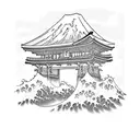 mount fuji torii gate great wave tattoo design idea