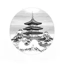 mount fuji torii gate great wave tattoo design idea