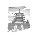 red torii gate, blue sky, mount fuji tattoo design idea