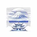 red torii gate, blue sky, mount fuji tattoo design idea