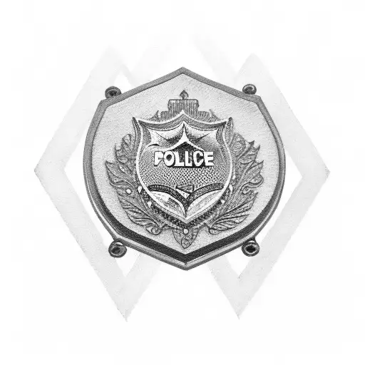 police with saint benedict medal tattoo design idea