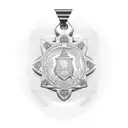 police with saint benedict medal tattoo design idea