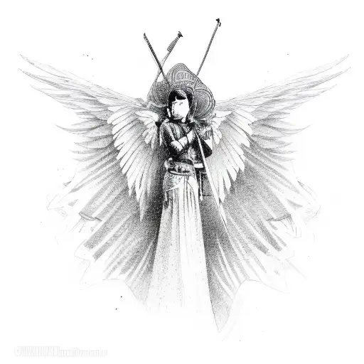 african flying guardian angel  tattoo design idea