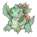 Treeko Totodile cuddling Bulbasaur tattoo design idea