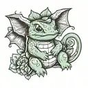 Treeko Totodile cuddling Bulbasaur tattoo design idea