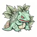 Treeko Totodile cuddling Bulbasaur tattoo design idea