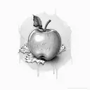 an apple juice box with an apple with "Are you Apple juice?" wrote under it tattoo design idea