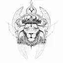A celestial lion with wings and a crown of thorns tattoo design idea