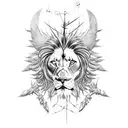 A celestial lion with wings and a crown of thorns tattoo design idea