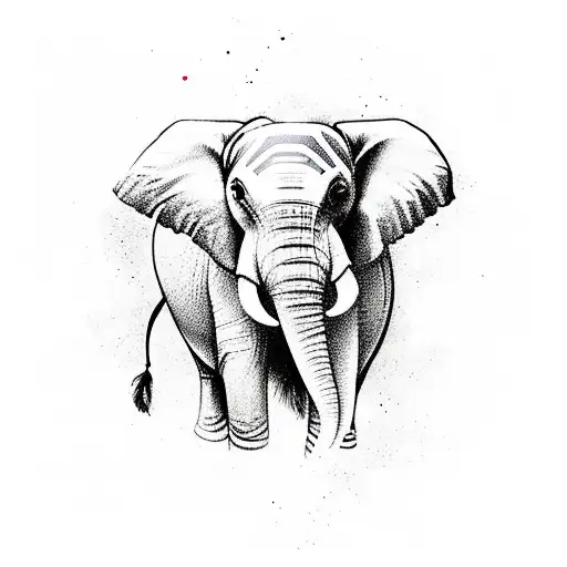 A majestic elephant adorned with traditional Buddhist symbols, paying homage to the client's love for nature and spiritual beliefs tattoo design idea