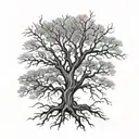 tree with exposed root patterns, bare branches tattoo design idea