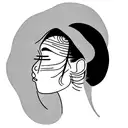 line tattoo of vietnamese woman in a bote tattoo design idea