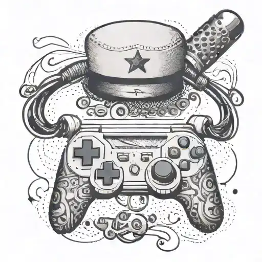A tattoo of a gaming controller intertwined with a chef's hat tattoo design idea