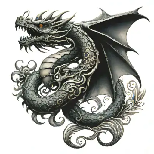 dragon wrapped with mandala design incorporating tattoo design idea