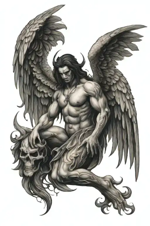 Demonic angel tattoo design idea