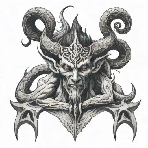 Baal Demon Realism Style tattoo design idea
