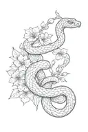 snake, heart cherry blossom tattoo design idea