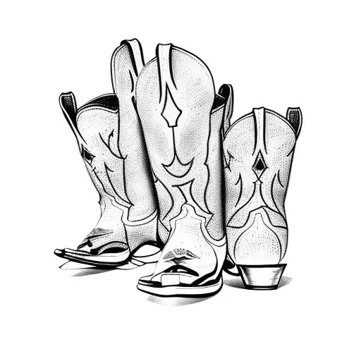 cowboy boots with small pig wearing cowboy hat tattoo design idea