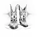 cowboy boots with small pig wearing cowboy hat tattoo design idea