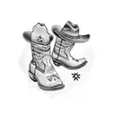 cowboy boots with small pig wearing cowboy hat tattoo design idea