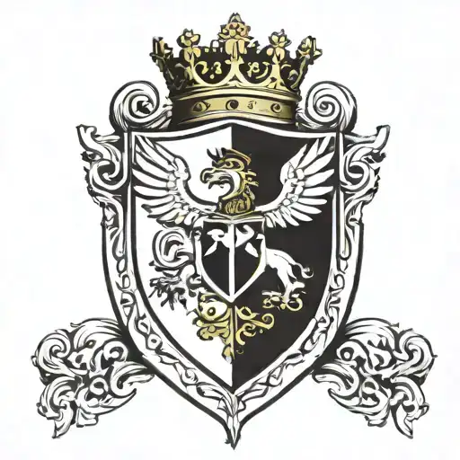 king arthur crest shield tattoo design idea