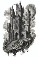 gothic castle tattoo design idea