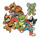 tom and jerry, poppies, super man, hulk, Micky mouse and Cartoon Network  tattoo design idea