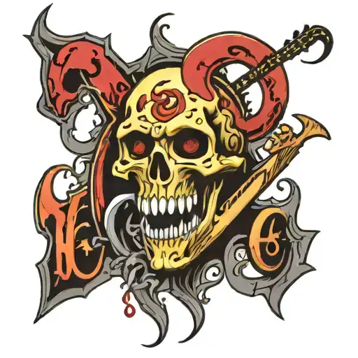double sixteenth note death metal font tattoo design idea