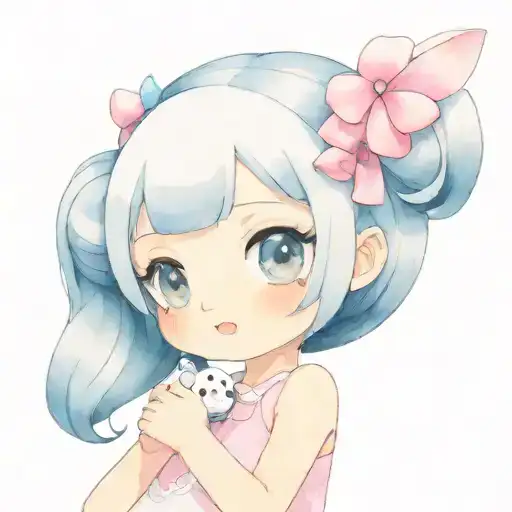 little girl meeting kuromi and my melody tattoo design idea