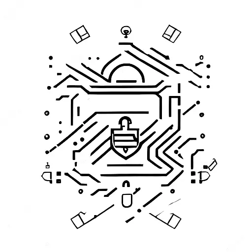 cybersecurity lock symbol tattoo design idea