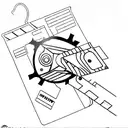 A movie clapperboard merged with a cybersecurity lock symbol tattoo design idea