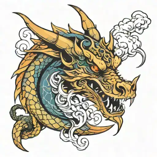 A smoking dragon tattoo design idea