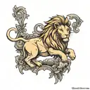 lion behind a lamb tattoo design idea