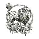 lion behind a lamb tattoo design idea