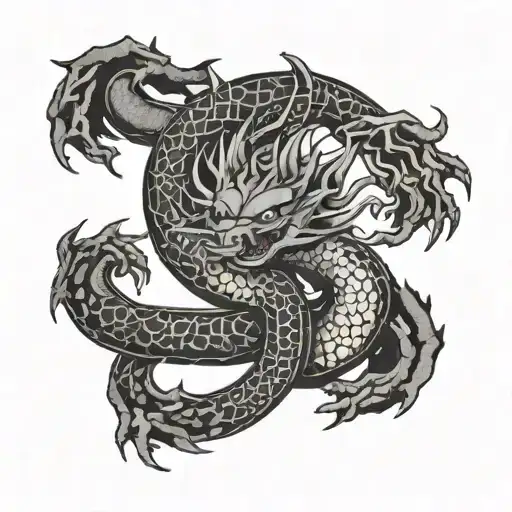 Design a minimalist dotwork tattoo featuring the Dragon Ball logo and Ombro symbol intertwined tattoo design idea