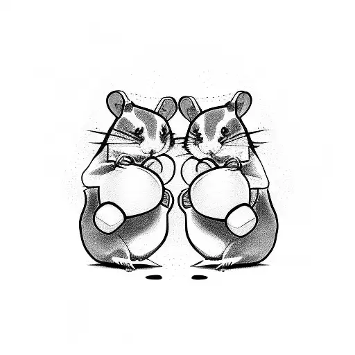two hamsters boxing in a Ring  tattoo design idea