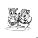 two hamsters boxing in a Ring  tattoo design idea