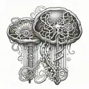 cross and jellyfish DNA double helix tattoo design idea