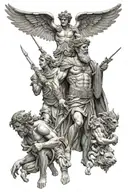 Greek gods and warriors with ornamentation tattoo design idea