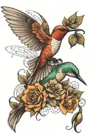 humming bird and semi and fishing and horses  tattoo design idea
