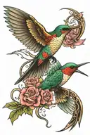humming bird and semi and fishing and horses  tattoo design idea