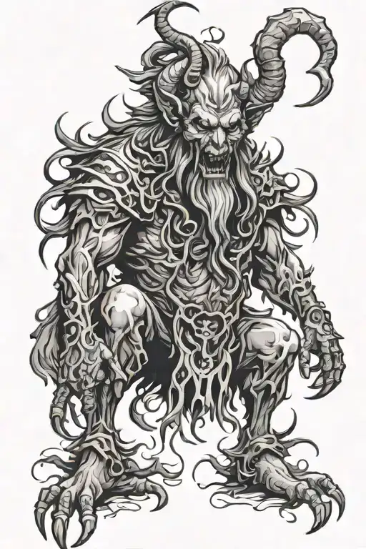 krampus satan gory tattoo design idea