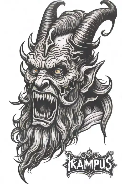 krampus satan gory face  tattoo design idea