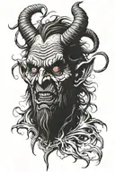 krampus satan gory horror face  tattoo design idea