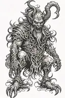 krampus satan gory tattoo design idea