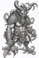 krampus satan gory tattoo design idea